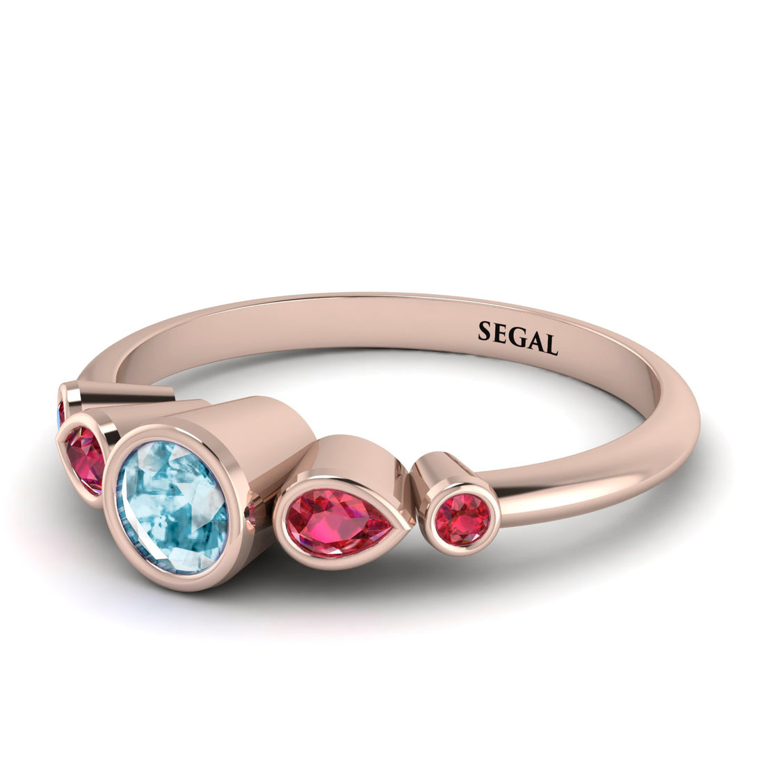 Bezel Symmetrical Aquamarine Ring - Ivy No. 411